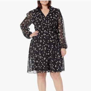 Coquette Knee Length Dress Size 16 Sheer Floral Long Sleeve Church Conservative